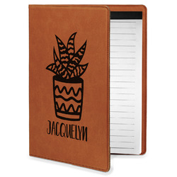 Cactus Leatherette Portfolio with Notepad - Small - Double Sided (Personalized)