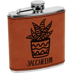 Cactus Leatherette Wrapped Stainless Steel Flask (Personalized)