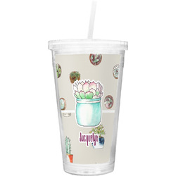 Cactus Double Wall Tumbler with Straw (Personalized)