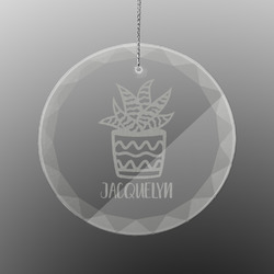 Cactus Engraved Glass Ornament - Round (Personalized)