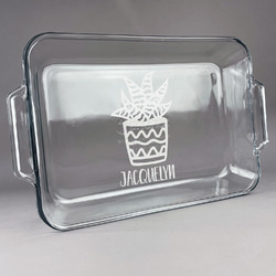 Cactus Glass Baking Dish with Truefit Lid - 13in x 9in (Personalized)