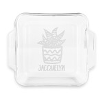 Cactus Glass Cake Dish with Truefit Lid - 8in x 8in (Personalized)