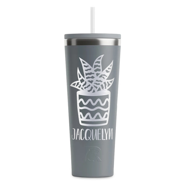 Custom Cactus RTIC Everyday Tumbler with Straw - 28oz - Grey - Single-Sided (Personalized)