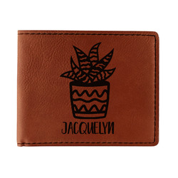 Cactus Leatherette Bifold Wallet - Double Sided (Personalized)