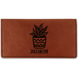 Cactus Leatherette Checkbook Holder - Single Sided (Personalized)