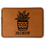 Cactus Faux Leather Iron On Patch - Rectangle (Personalized)