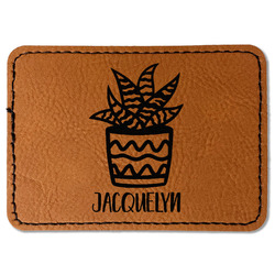 Cactus Faux Leather Iron On Patch - Rectangle (Personalized)