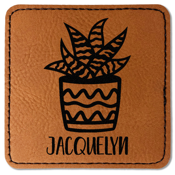 Custom Cactus Faux Leather Iron On Patch - Square (Personalized)