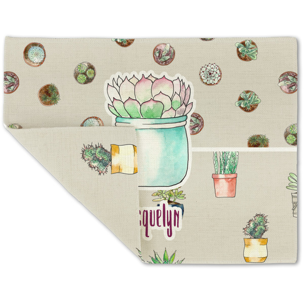 Custom Cactus Double-Sided Linen Placemat - Single w/ Name or Text