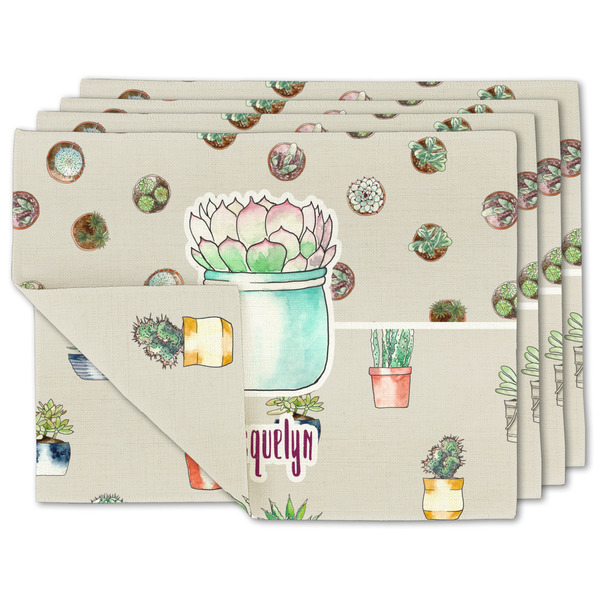 Custom Cactus Double-Sided Linen Placemat - Set of 4 w/ Name or Text