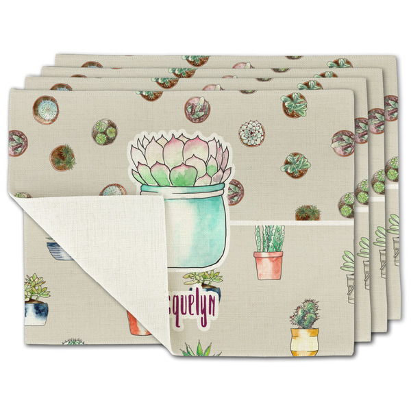 Custom Cactus Single-Sided Linen Placemat - Set of 4 w/ Name or Text