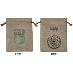 Cactus Medium Burlap Gift Bag - Front & Back (Personalized)