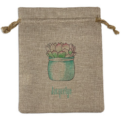 Cactus Medium Burlap Gift Bag - Front (Personalized)