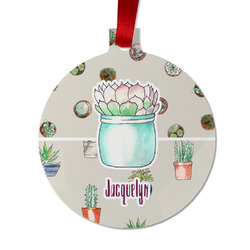 Cactus Metal Ball Ornament - Double Sided w/ Name or Text
