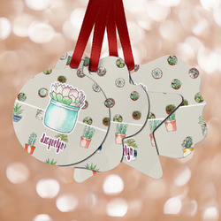 Cactus Metal Ornaments - Double Sided w/ Name or Text