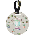 Cactus Plastic Luggage Tag - Round (Personalized)