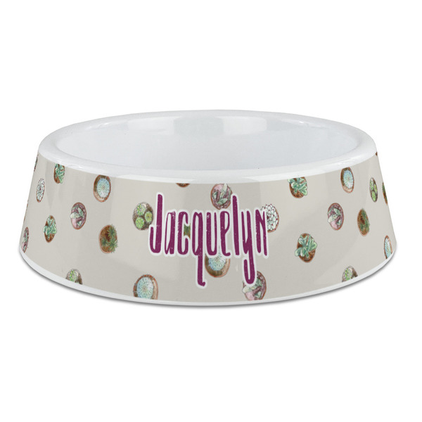 Custom Cactus Plastic Dog Bowl - Large (Personalized)