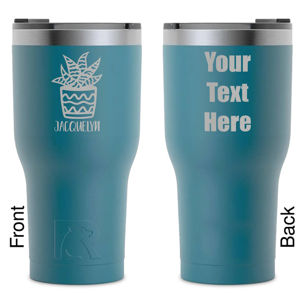 Custom Cactus RTIC Tumbler - Dark Teal - Laser Engraved - Double-Sided (Personalized)