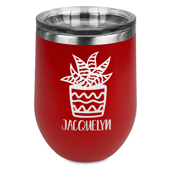 Custom Cactus Stemless Stainless Steel Wine Tumbler - Red - Double Sided (Personalized)