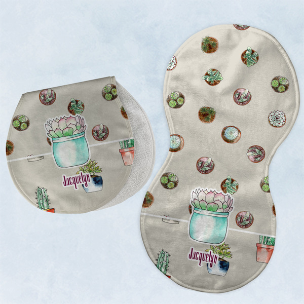 Custom Cactus Burp Pads - Velour - Set of 2 w/ Name or Text