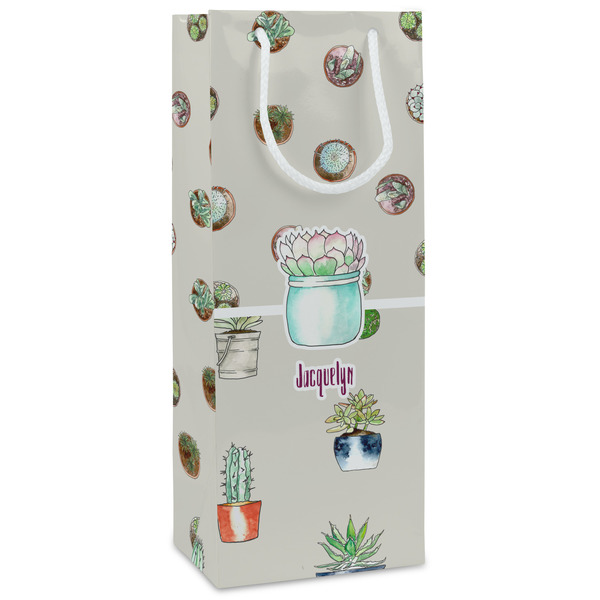 Custom Cactus Wine Gift Bags - Matte (Personalized)