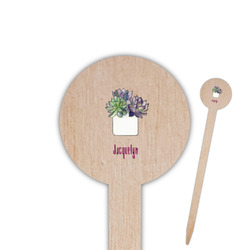Cactus 6" Round Wooden Food Picks - Single Sided (Personalized)
