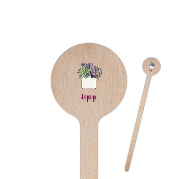 Custom Cactus 6" Round Wooden Stir Sticks - Single Sided (Personalized)