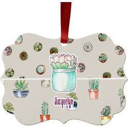 Cactus Metal Frame Ornament - Double Sided w/ Name or Text