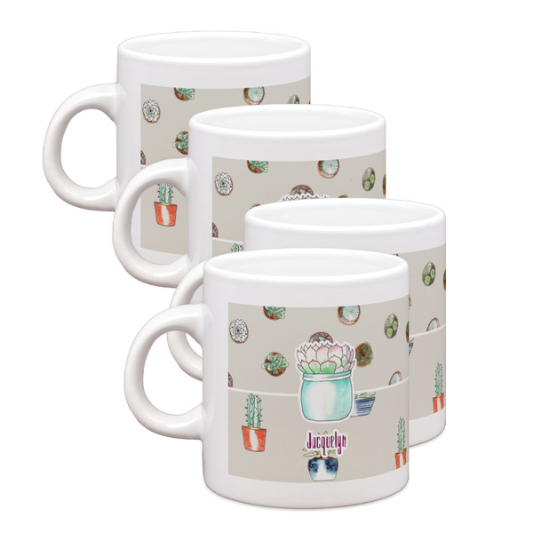 Custom Cactus Single Shot Espresso Cups - Set of 4 (Personalized)