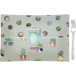 Cactus Glass Rectangular Appetizer / Dessert Plate (Personalized)