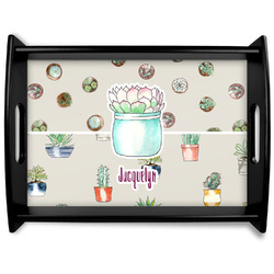 Cactus Black Wooden Tray - Large (Personalized)