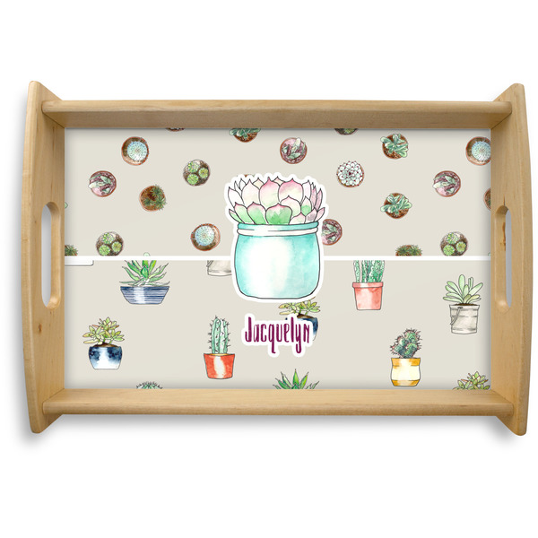 Custom Cactus Natural Wooden Tray - Small (Personalized)