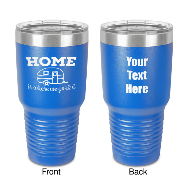 Custom Summer Camping 30 oz Stainless Steel Tumbler - Royal Blue - Double-Sided (Personalized)