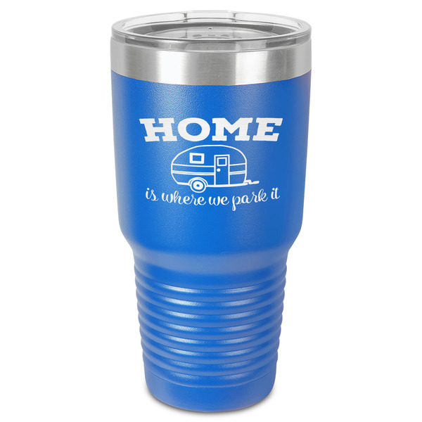 Custom Summer Camping 30 oz Stainless Steel Tumbler - Royal Blue - Single-Sided