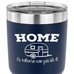 Summer Camping 30 oz Stainless Steel Tumbler - Navy - Double Sided (Personalized)