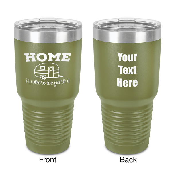 Custom Summer Camping 30 oz Stainless Steel Tumbler - Olive - Double-Sided (Personalized)