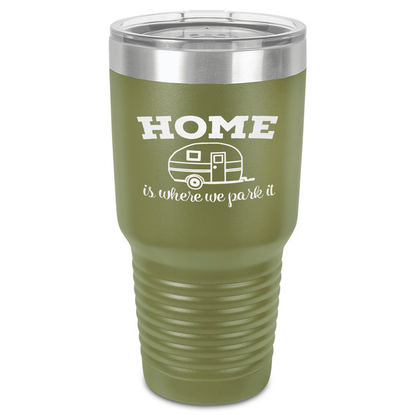 Custom Summer Camping 30 oz Stainless Steel Tumbler - Olive - Single-Sided