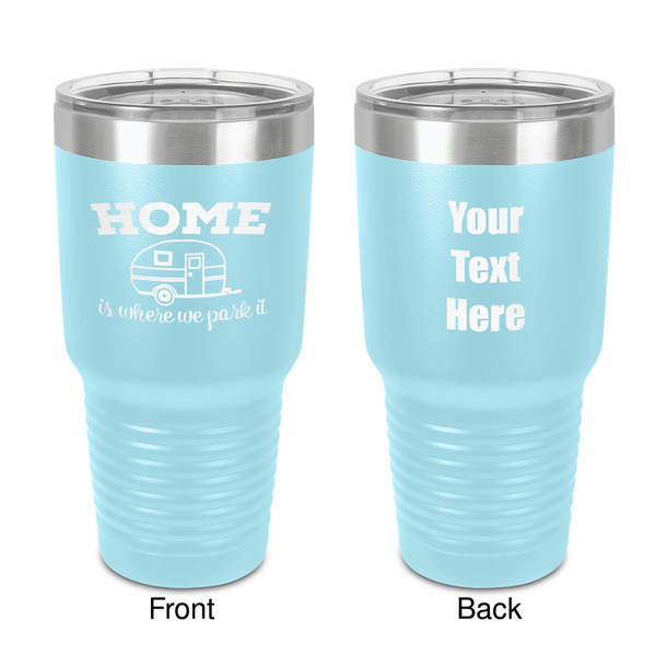 Custom Summer Camping 30 oz Stainless Steel Tumbler - Teal - Double-Sided (Personalized)