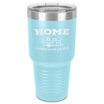 Summer Camping 30 oz Stainless Steel Tumbler - Teal - Single-Sided