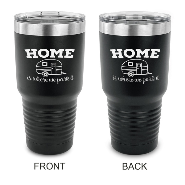 Custom Summer Camping 30 oz Stainless Steel Tumbler - Black - Double Sided (Personalized)