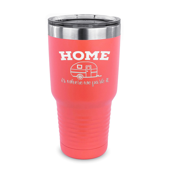 Custom Summer Camping 30 oz Stainless Steel Tumbler - Coral - Single Sided