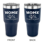 Summer Camping 30 oz Stainless Steel Tumbler - Navy - Double Sided (Personalized)