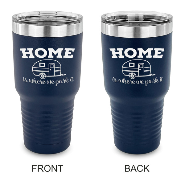 Custom Summer Camping 30 oz Stainless Steel Tumbler - Navy - Double Sided (Personalized)