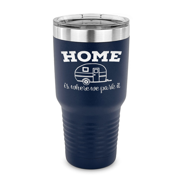 Custom Summer Camping 30 oz Stainless Steel Tumbler - Navy - Single Sided