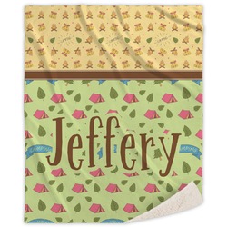 Summer Camping Sherpa Throw Blanket (Personalized)