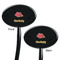Summer Camping Black Plastic 7" Stir Stick - Double Sided - Oval - Front & Back