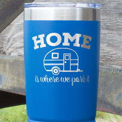 Summer Camping 20 oz Stainless Steel Tumbler - Royal Blue - Double Sided (Personalized)