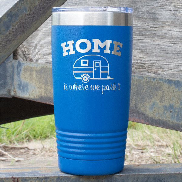 Custom Summer Camping 20 oz Stainless Steel Tumbler - Royal Blue - Single Sided