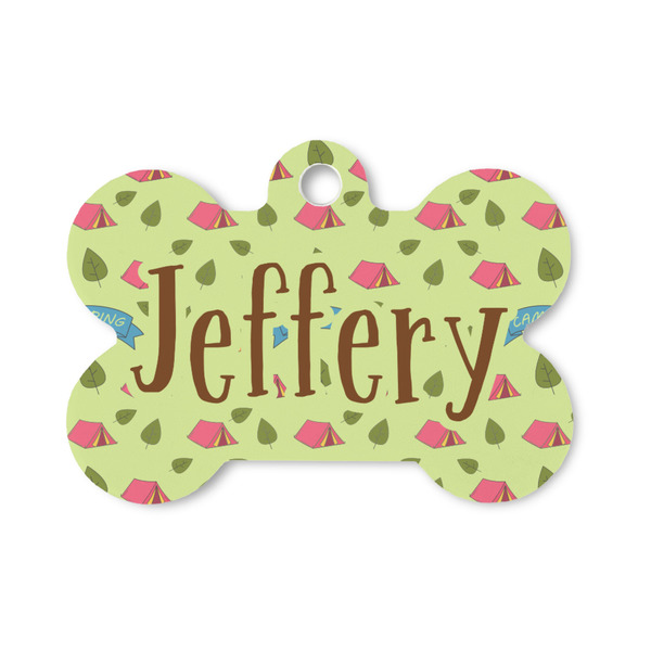 Custom Summer Camping Bone Shaped Dog ID Tag - Small (Personalized)