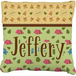 Summer Camping Faux-Linen Throw Pillow 20" (Personalized)